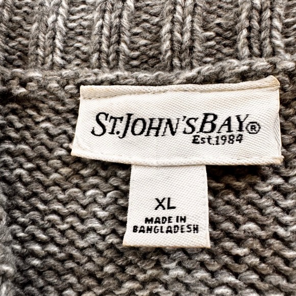 Y2K St Johns‎ Bay Cable Knit Cardigan Sweater Shawl Collar Buttons Pockets XL - Picture 2 of 6